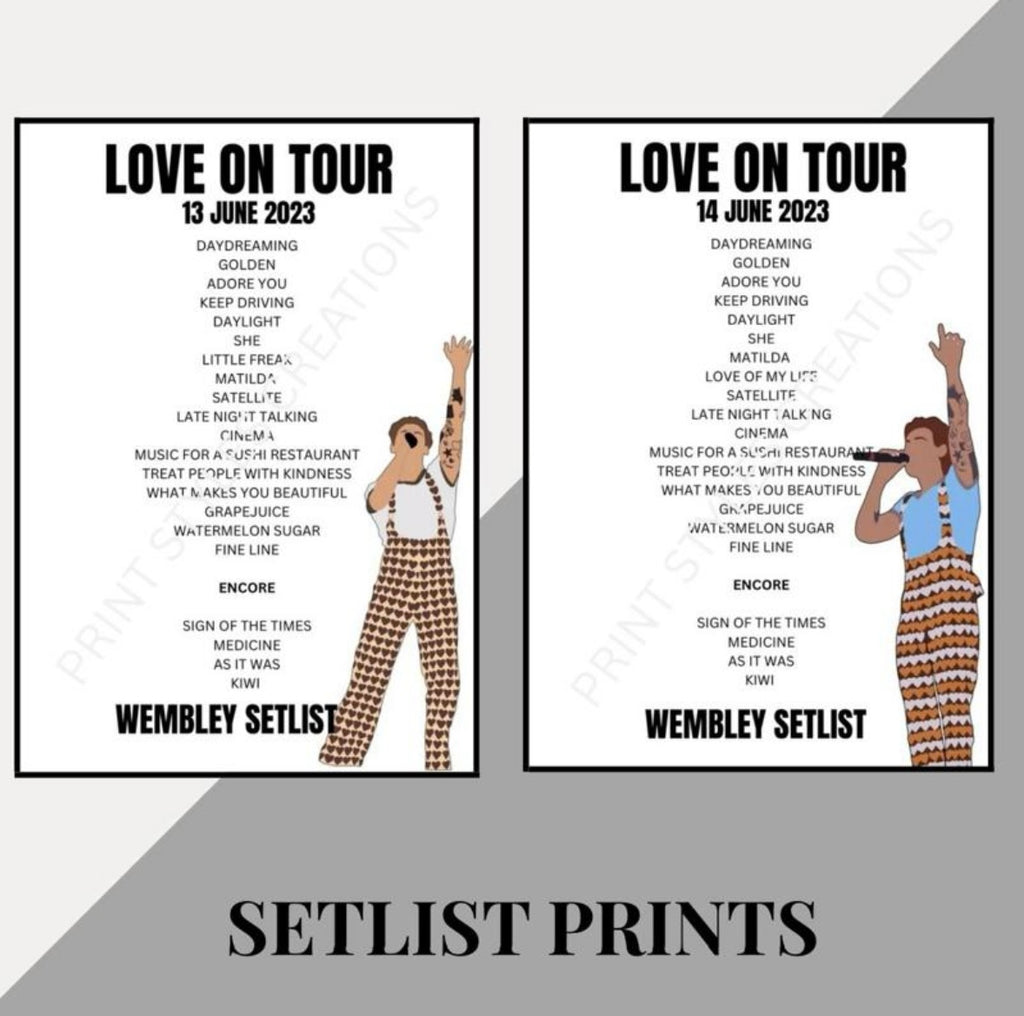 Harry Styles ‘Love On Tour’ inspired setlist prints