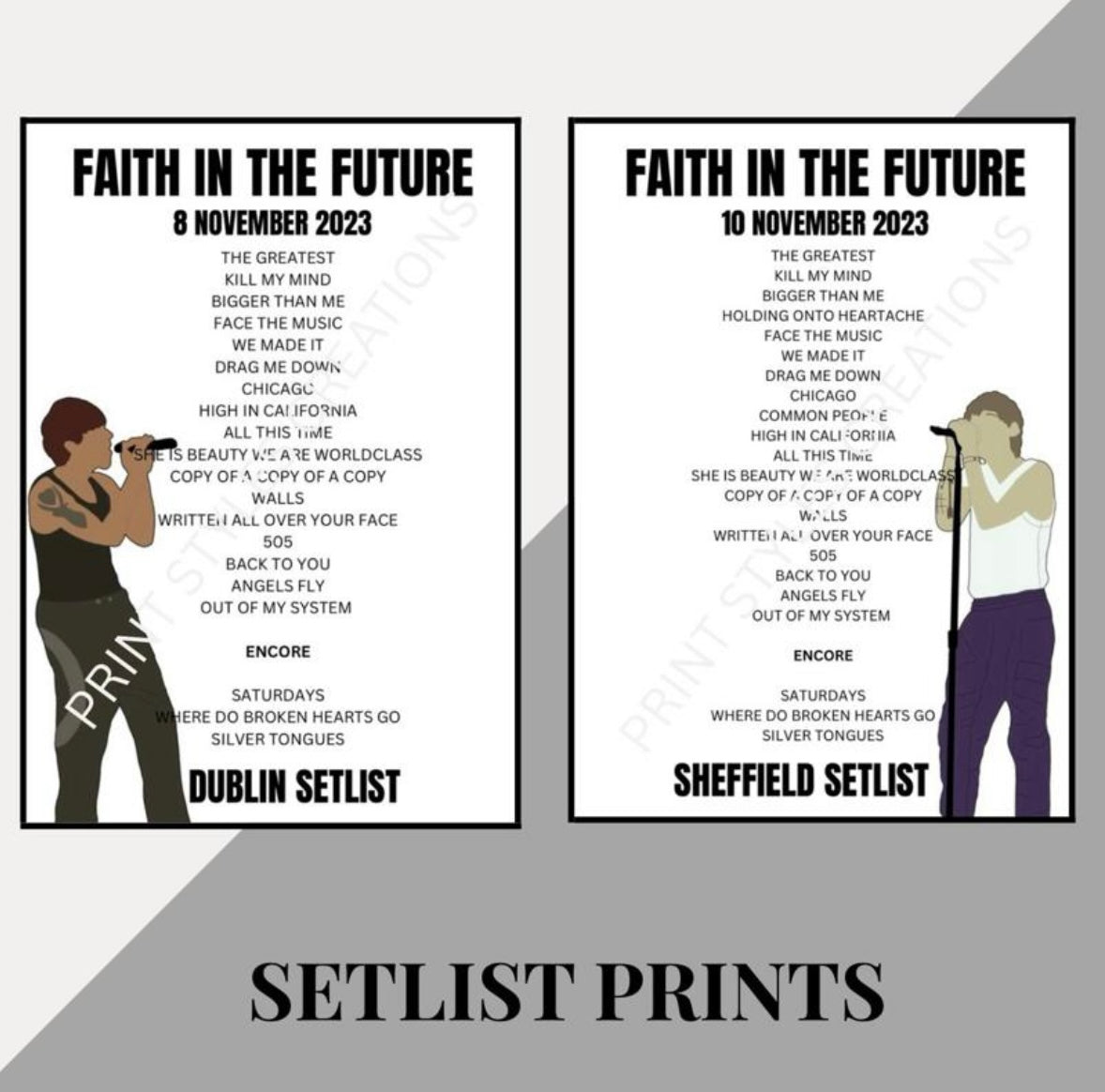 Louis Tomlinson ‘Faith In The Future’ Tour inspired setlist prints