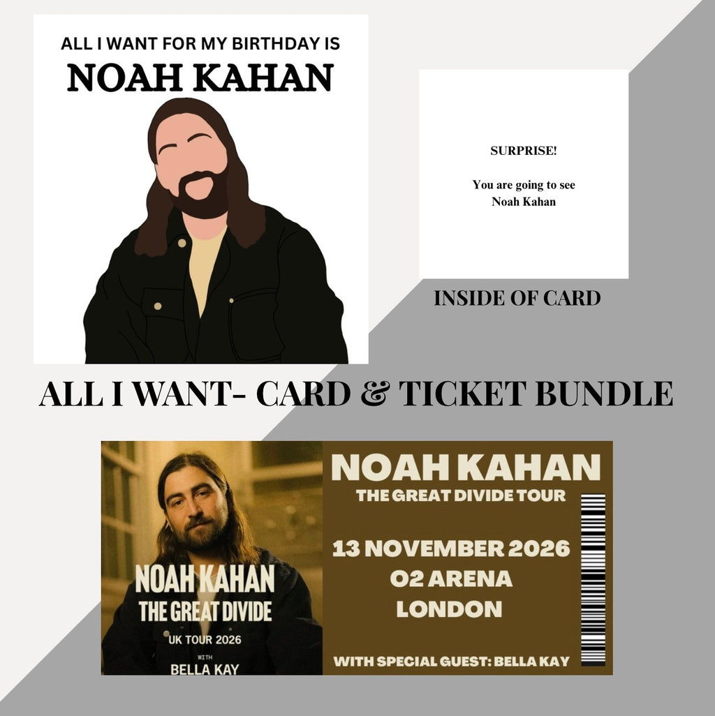 Noah Kahan Birthday card and souvenir ticket bundle