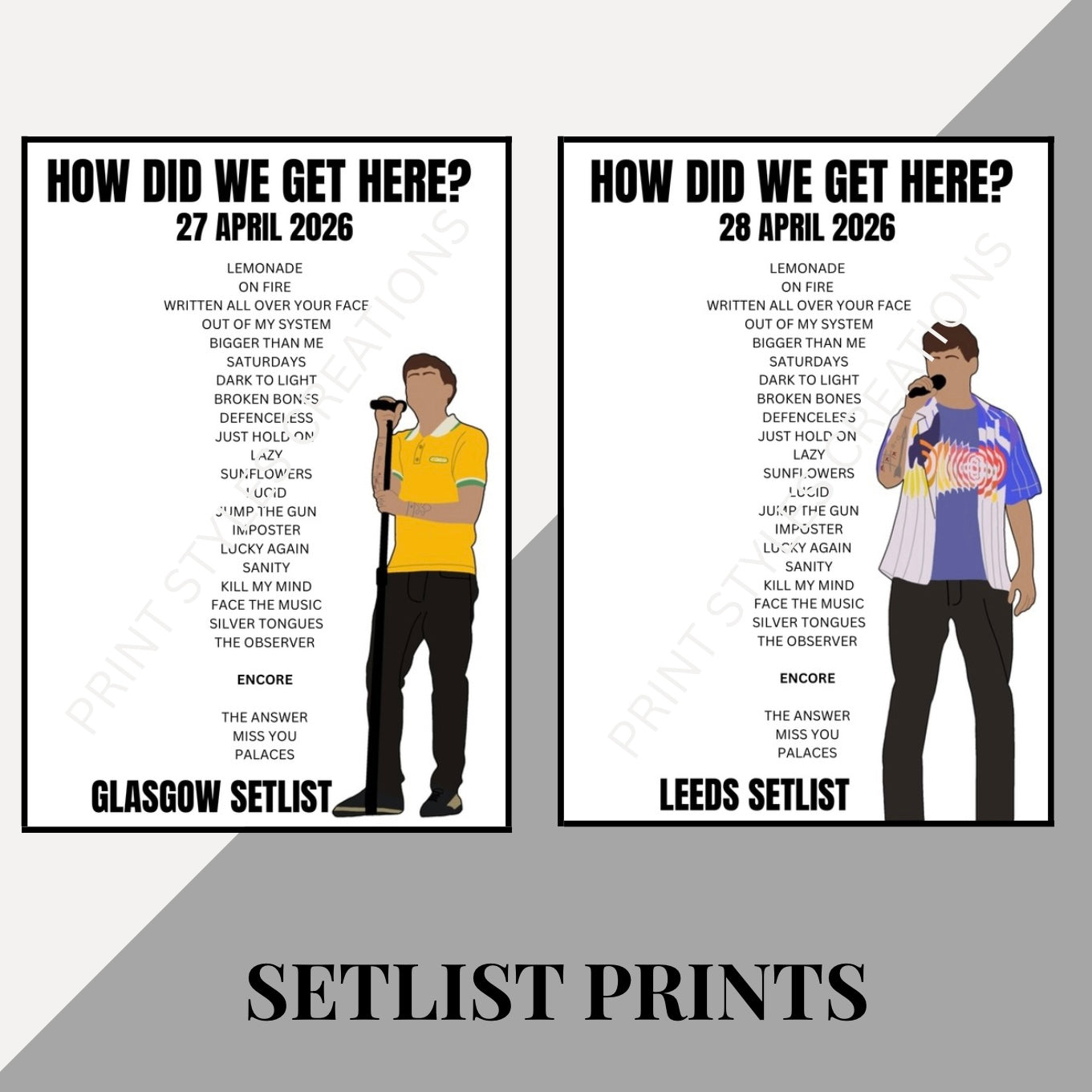 Louis Tomlinson ‘How Did We Get Here? Tour’ inspired setlist prints