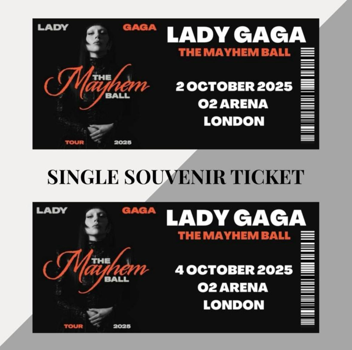 Lady Gaga ‘The Mayhem Tour’ inspired souvenir tickets