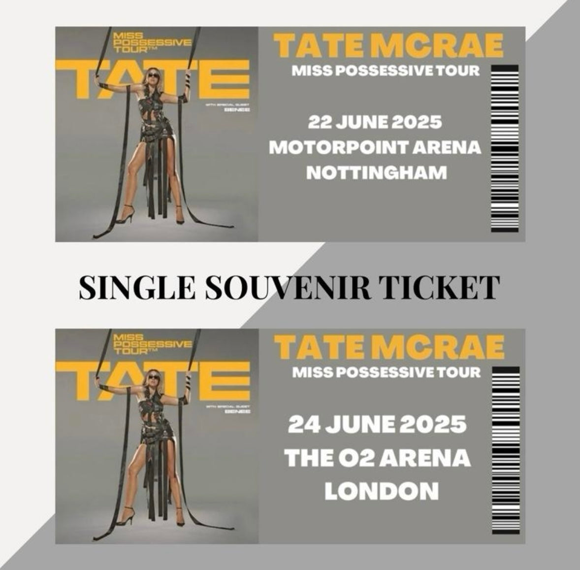 Tate McRae ‘Miss Possessive Tour’ inspired souvenir tickets