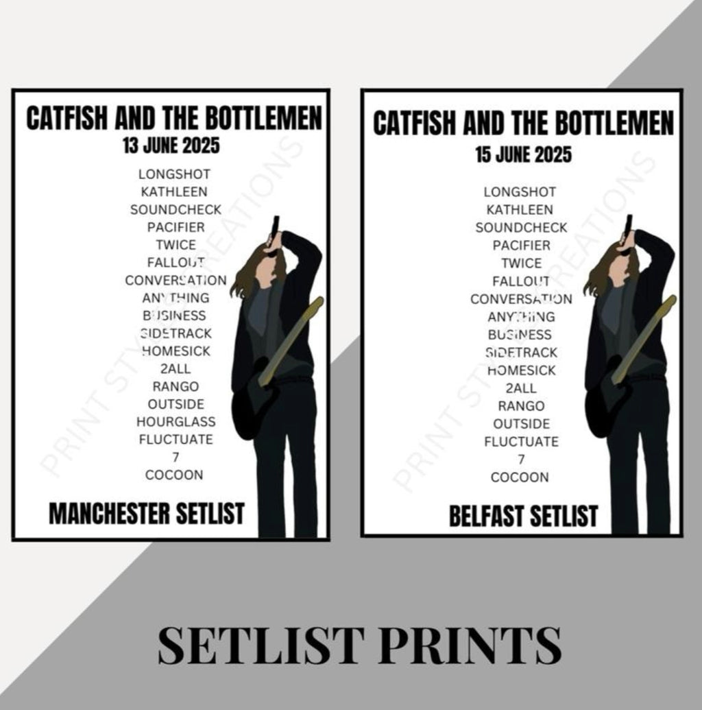 Catfish and the Bottlemen Tour inspired setlist prints