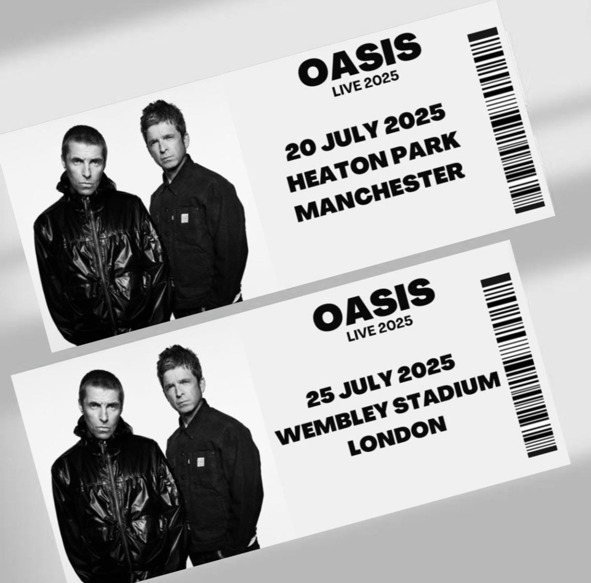 Oasis Live 25 inspired souvenir tickets