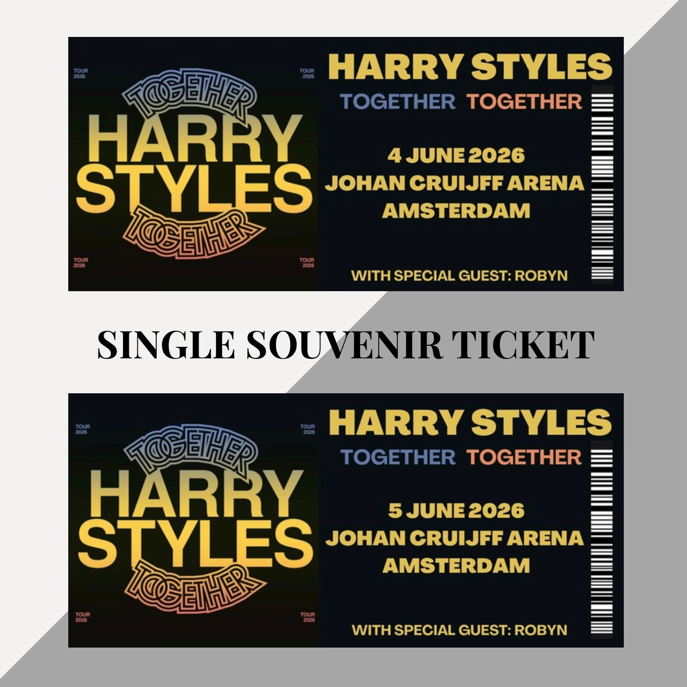 Harry Styles ‘Together Together Tour’ Amsterdam inspired souvenir tickets