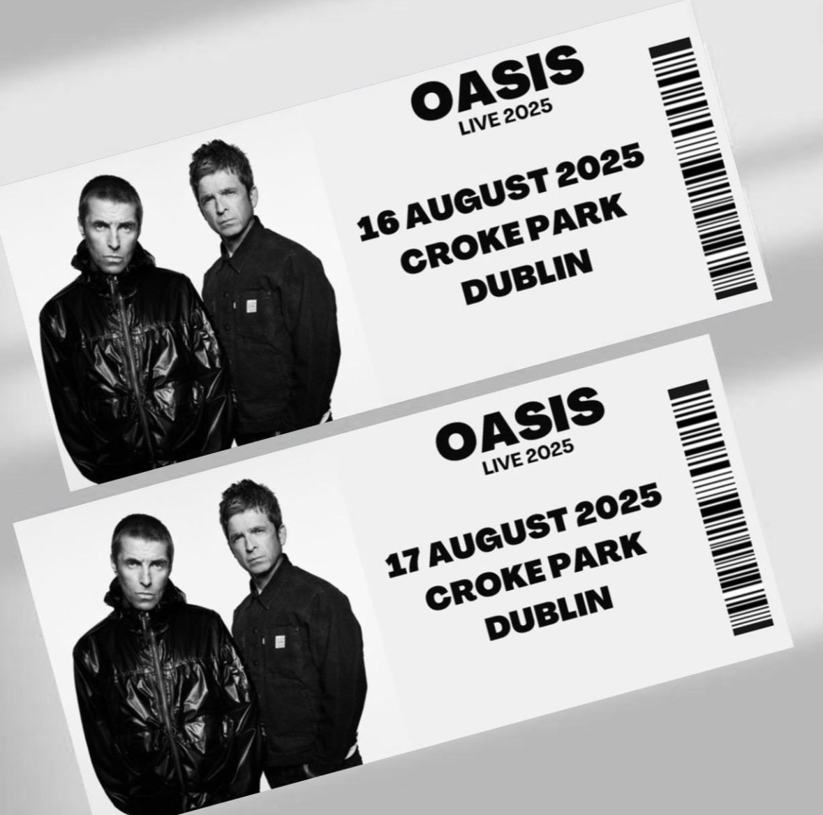 Oasis Live 25 inspired souvenir tickets