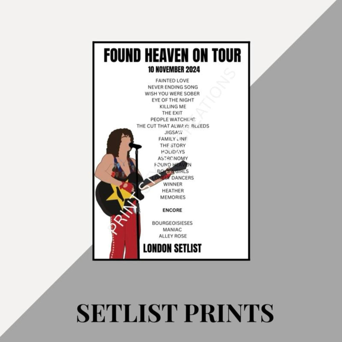 Conan Gray ‘Found Heaven On Tour’ inspired setlist print