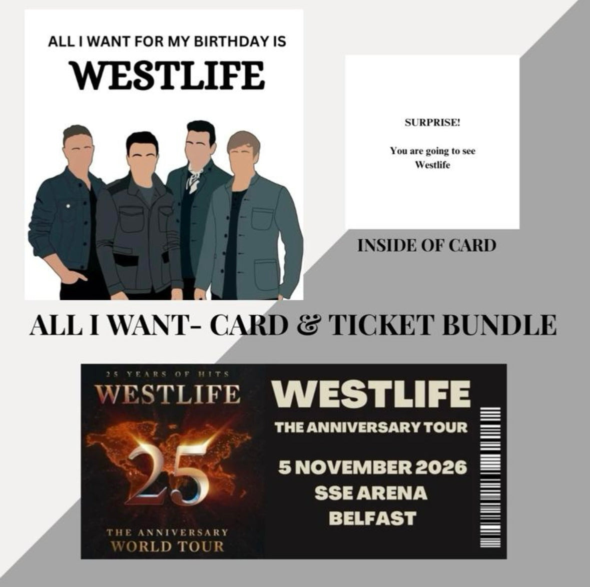 Westlife birthday card and souvenir ticket bundle