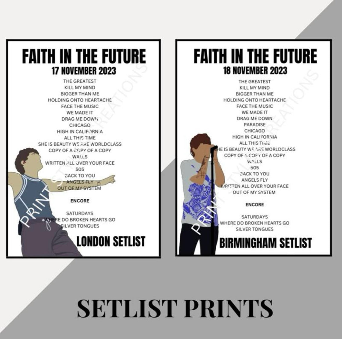 Louis Tomlinson ‘Faith In The Future’ Tour inspired setlist prints