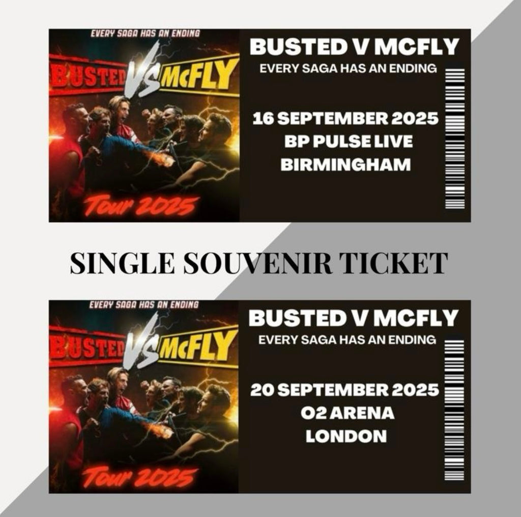 Busted Vs McFly tour inspired souvenir tickets