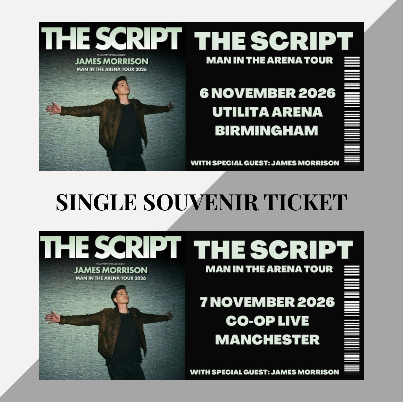 The Script ‘Man in the Arena’ inspired souvenir tickets