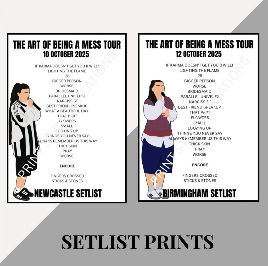 Lauren Spencer Smith ‘The Art of Being a Mess’ Tour inspired setlist prints