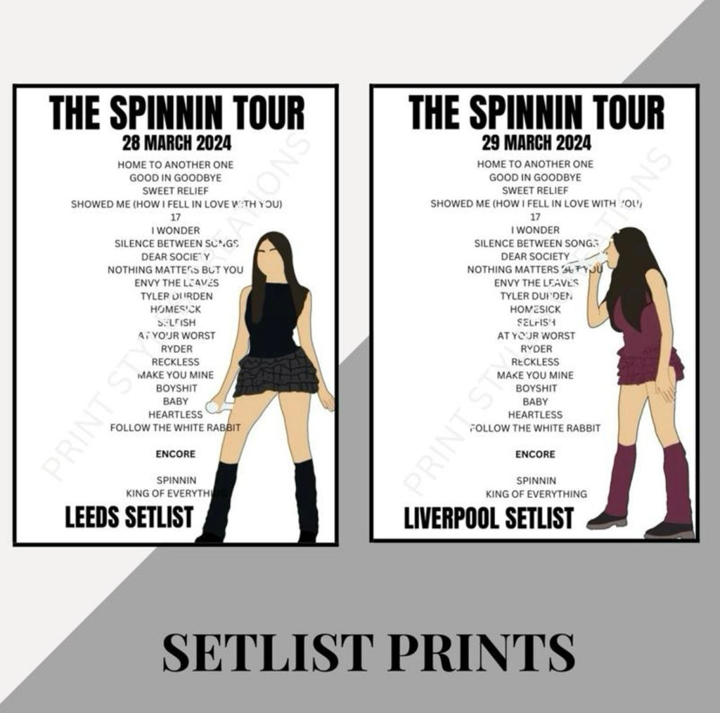 Madison Beer ‘The Spinnin Tour’ inspired setlist prints