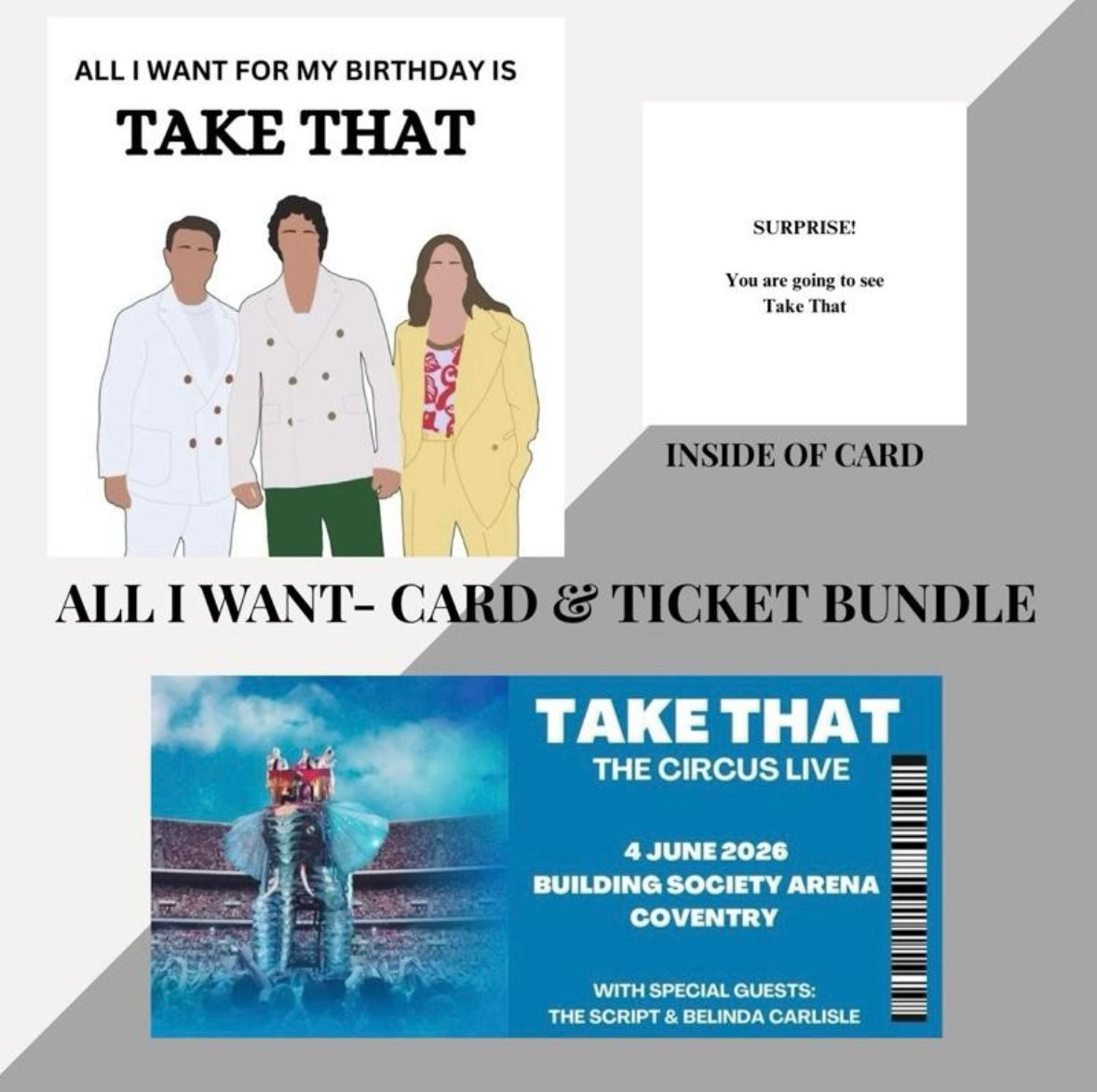 Take That Birthday card and souvenir tickets These are bundle