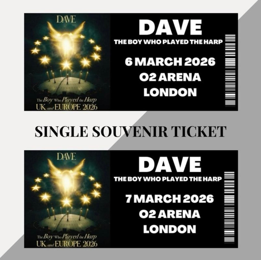 Dave ‘The Boy Who Played The Harp’ tour inspired souvenir tickets