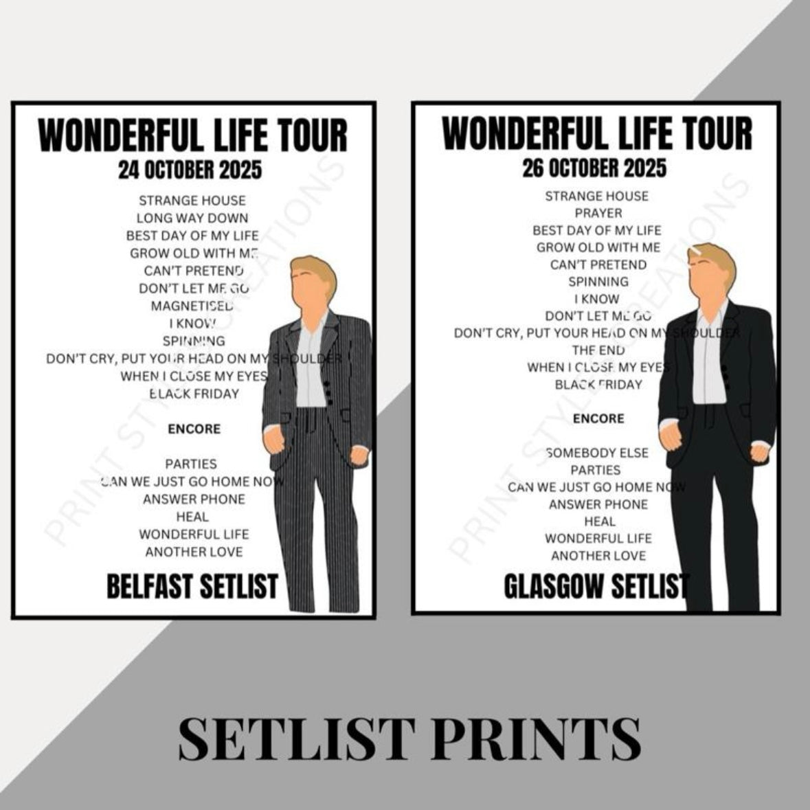 Tom Odell ‘Wonderful Life Tour’ inspired setlist prints