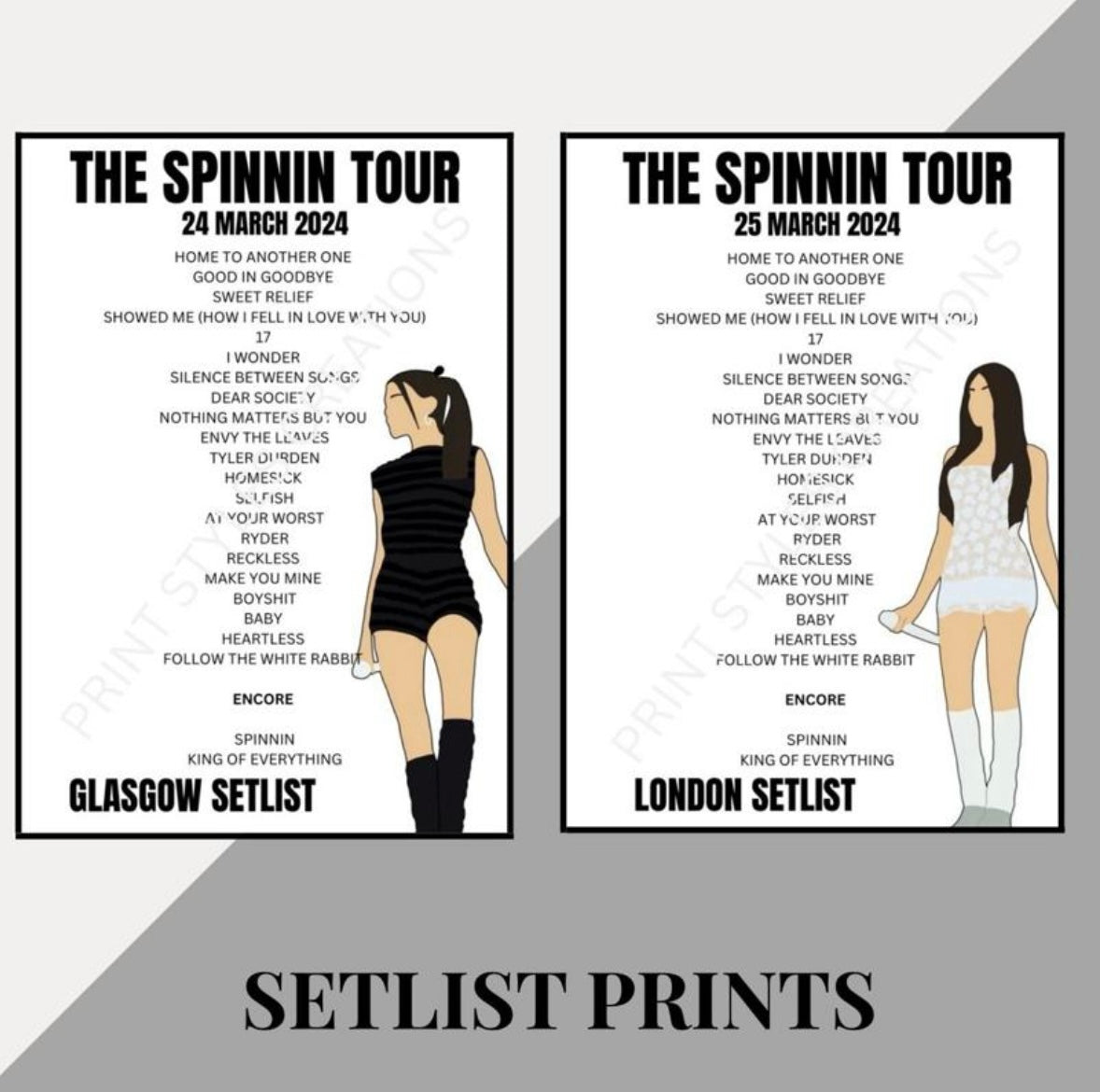 Madison Beer ‘The Spinnin Tour’ inspired setlist prints