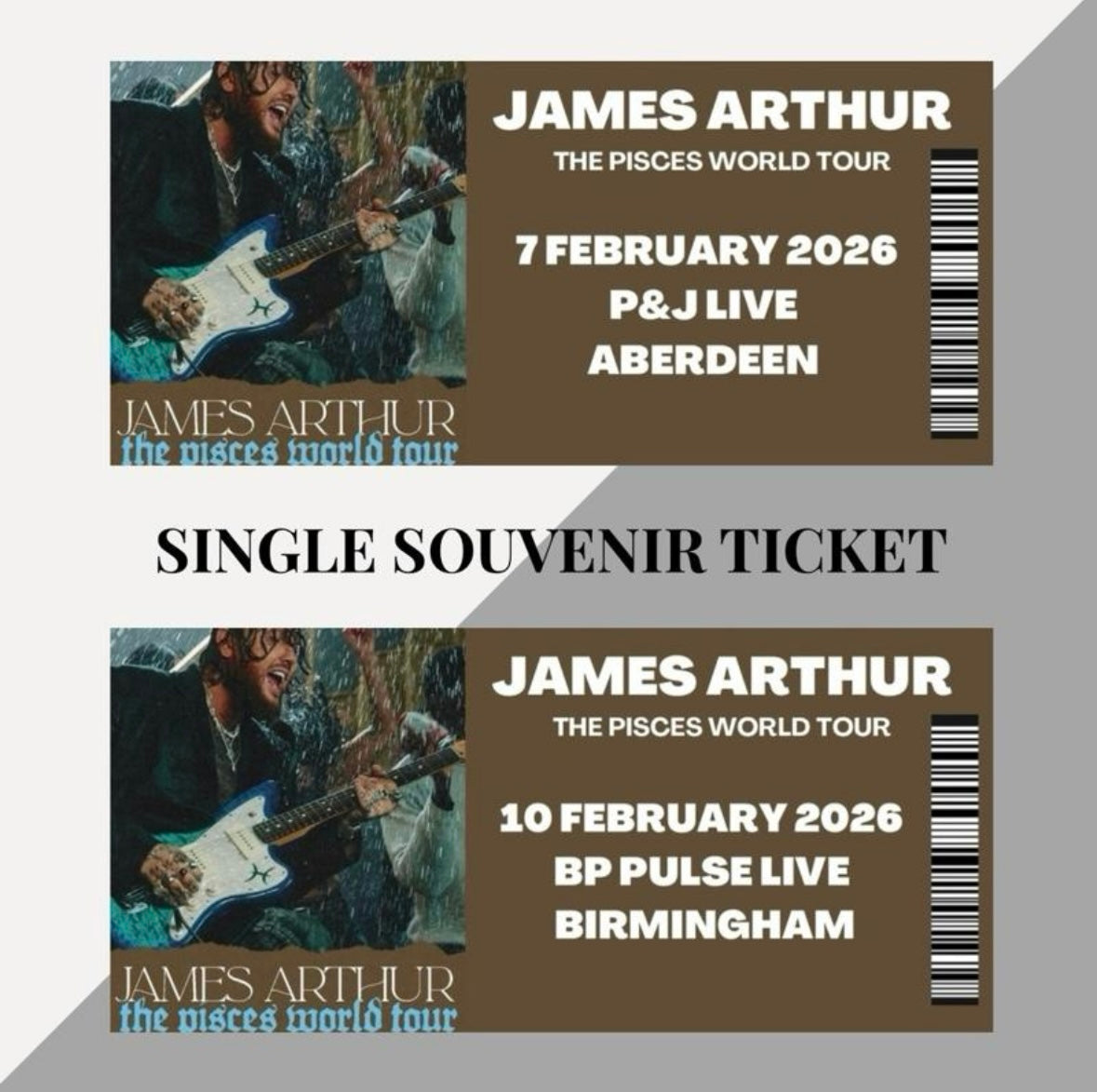 James Arthur ‘Pisces Tour’ inspired souvenir tickets