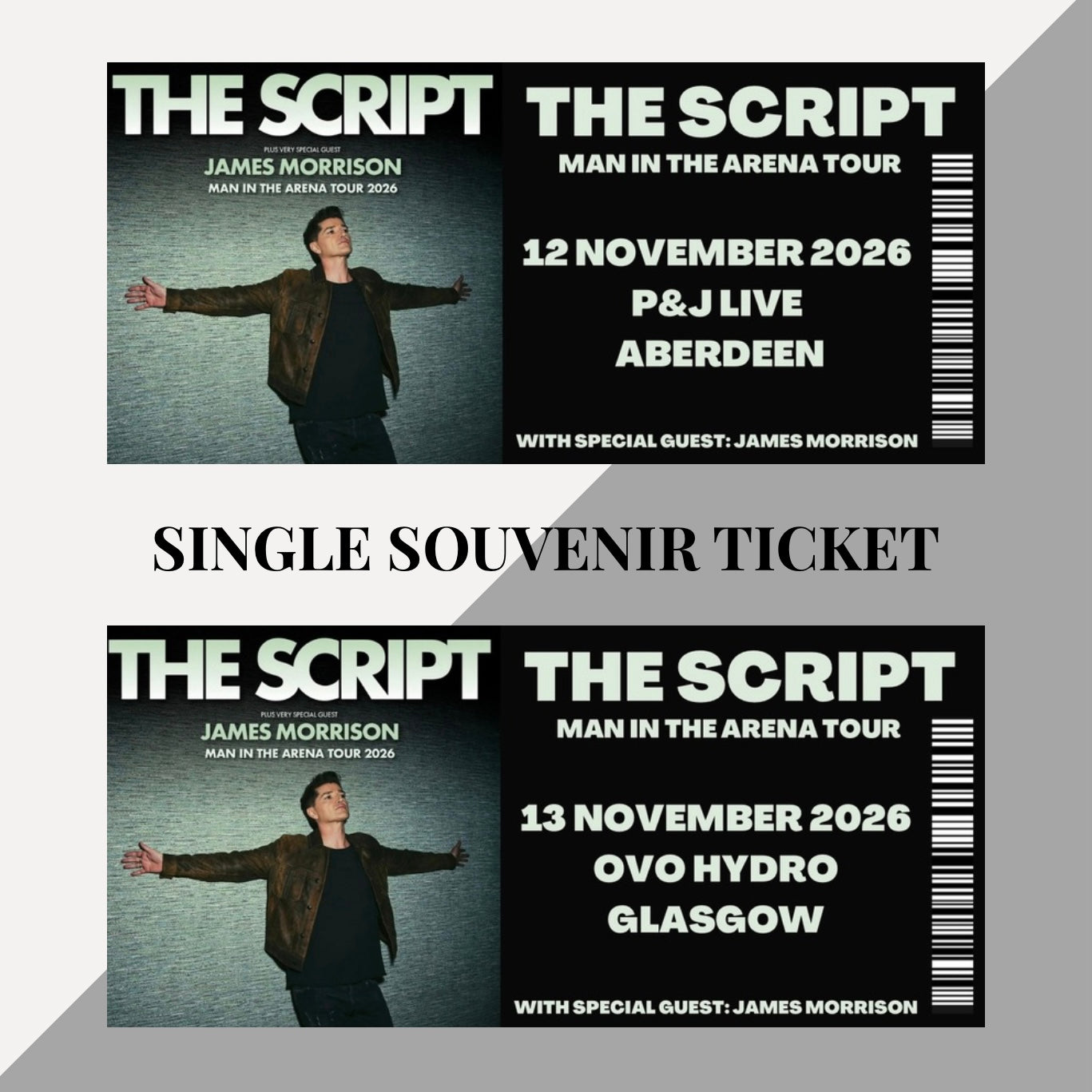 The Script ‘Man in the Arena’ inspired souvenir tickets