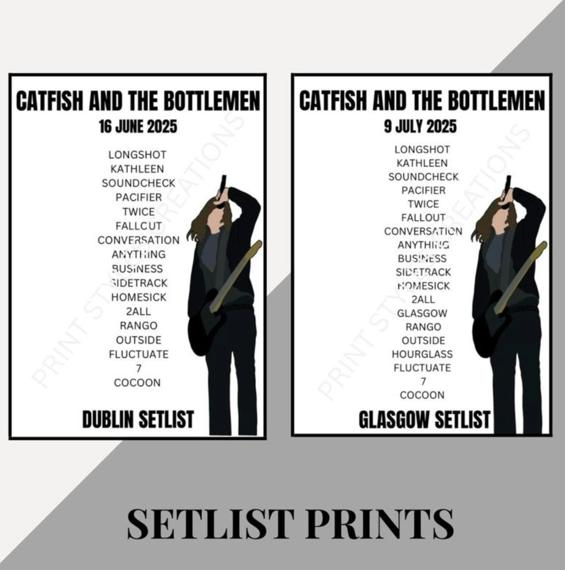 Catfish and the Bottlemen Tour inspired setlist prints
