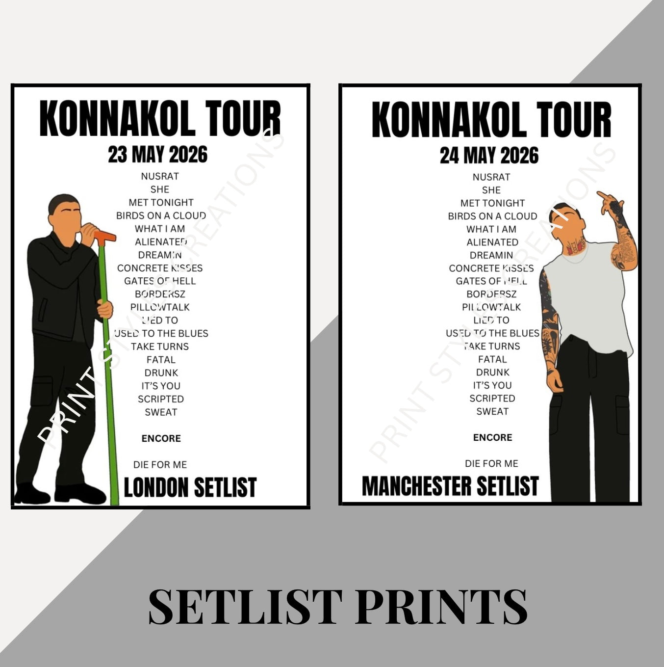 Zayn ‘Konnakol Tour’ inspired setlist prints
