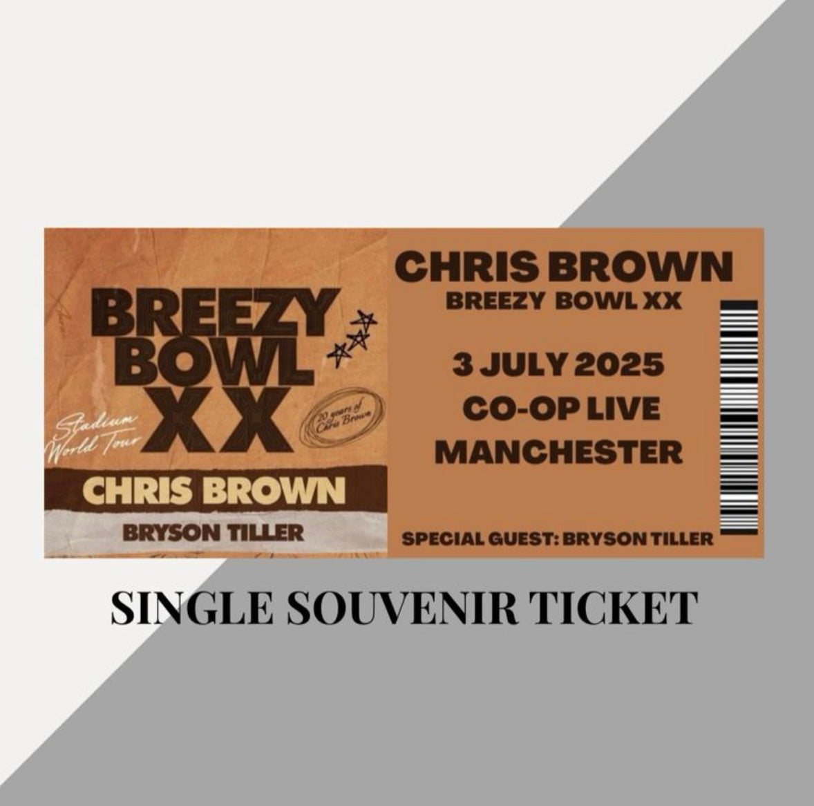 Chris Brown ‘Breezy Bowl XX Tour’ inspired souvenir tickets