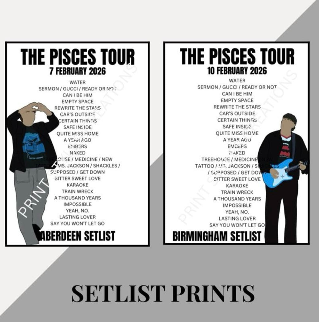 James Arthur ‘The Pisces Tour’ inspired setlist prints