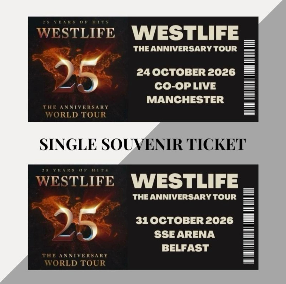 Westlife ‘The Anniversary Tour’ souvenir tickets