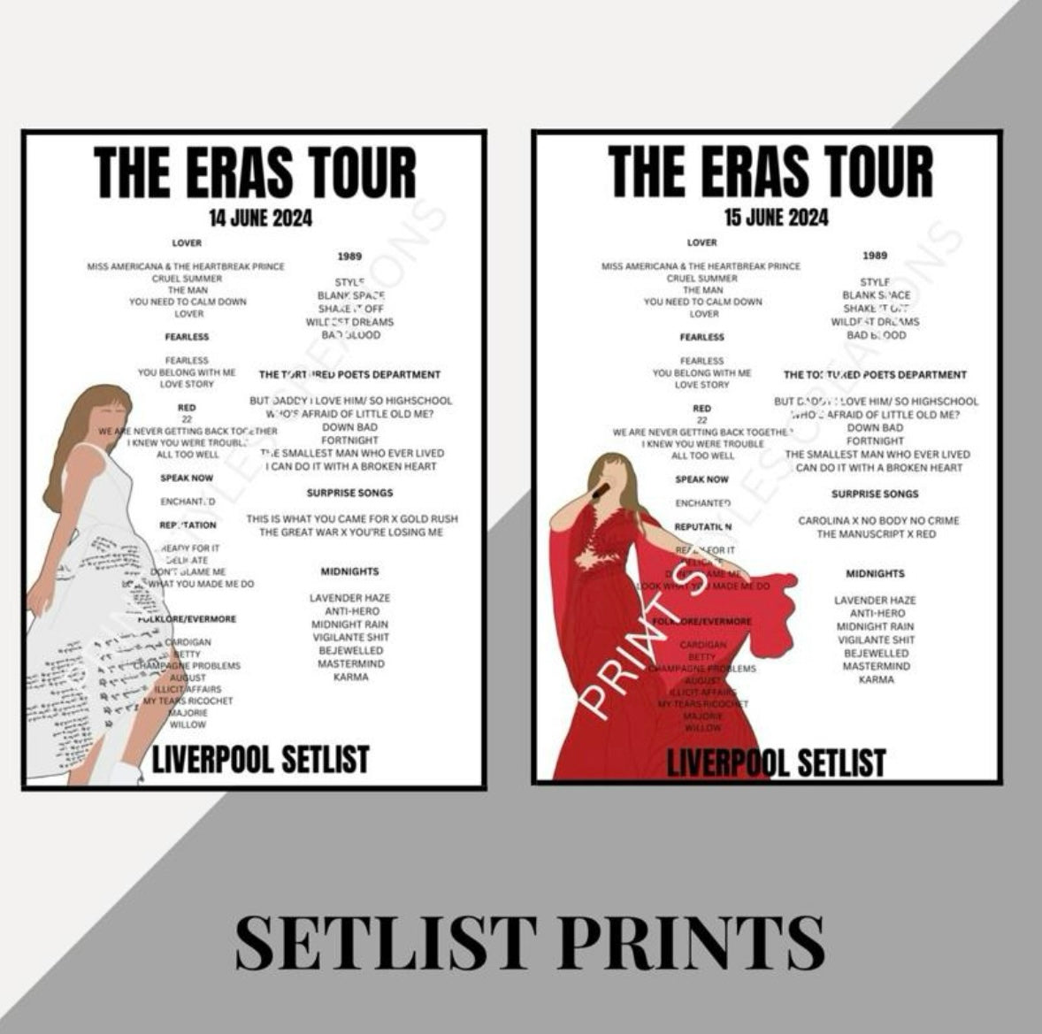 Taylor Swift ‘The Eras Tour’ inspired setlist prints