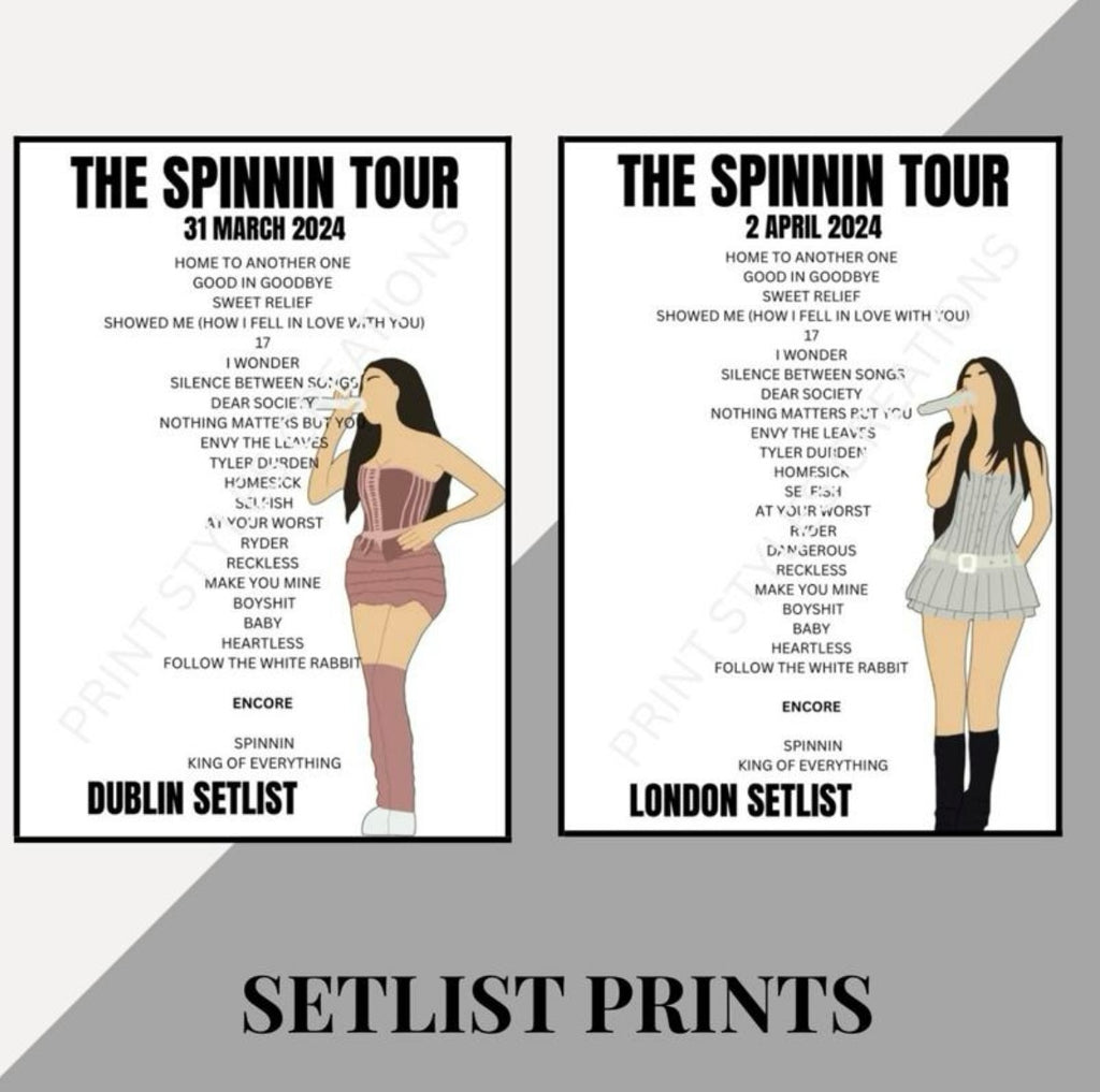 Madison Beer ‘The Spinnin Tour’ inspired setlist prints