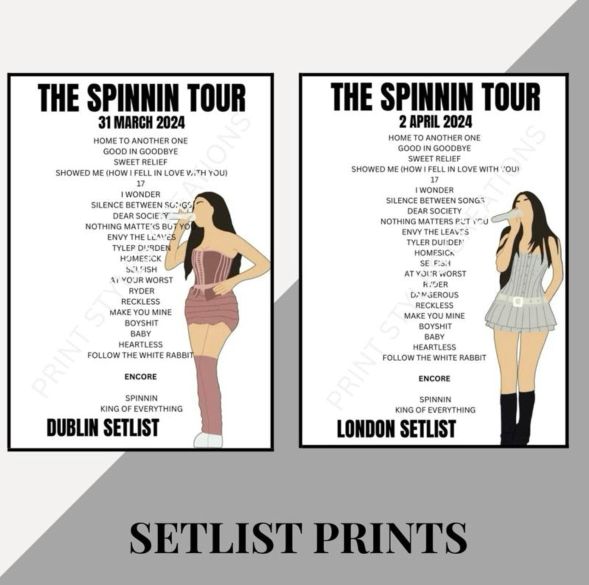 Madison Beer ‘The Spinnin Tour’ inspired setlist prints