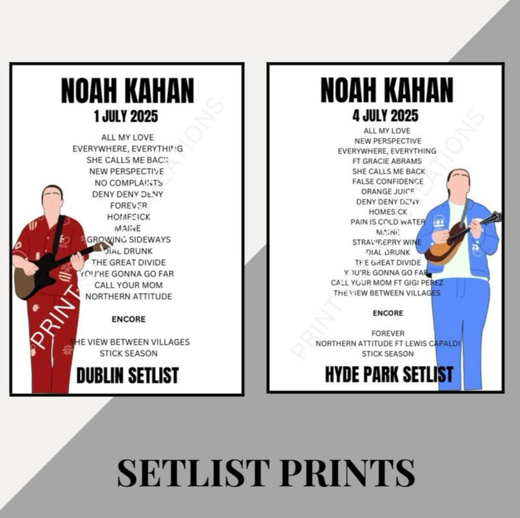 Noah Kahan Tour inspired setlist prints