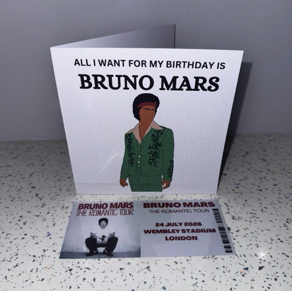 Bruno Mars birthday card and souvenir ticket bundle