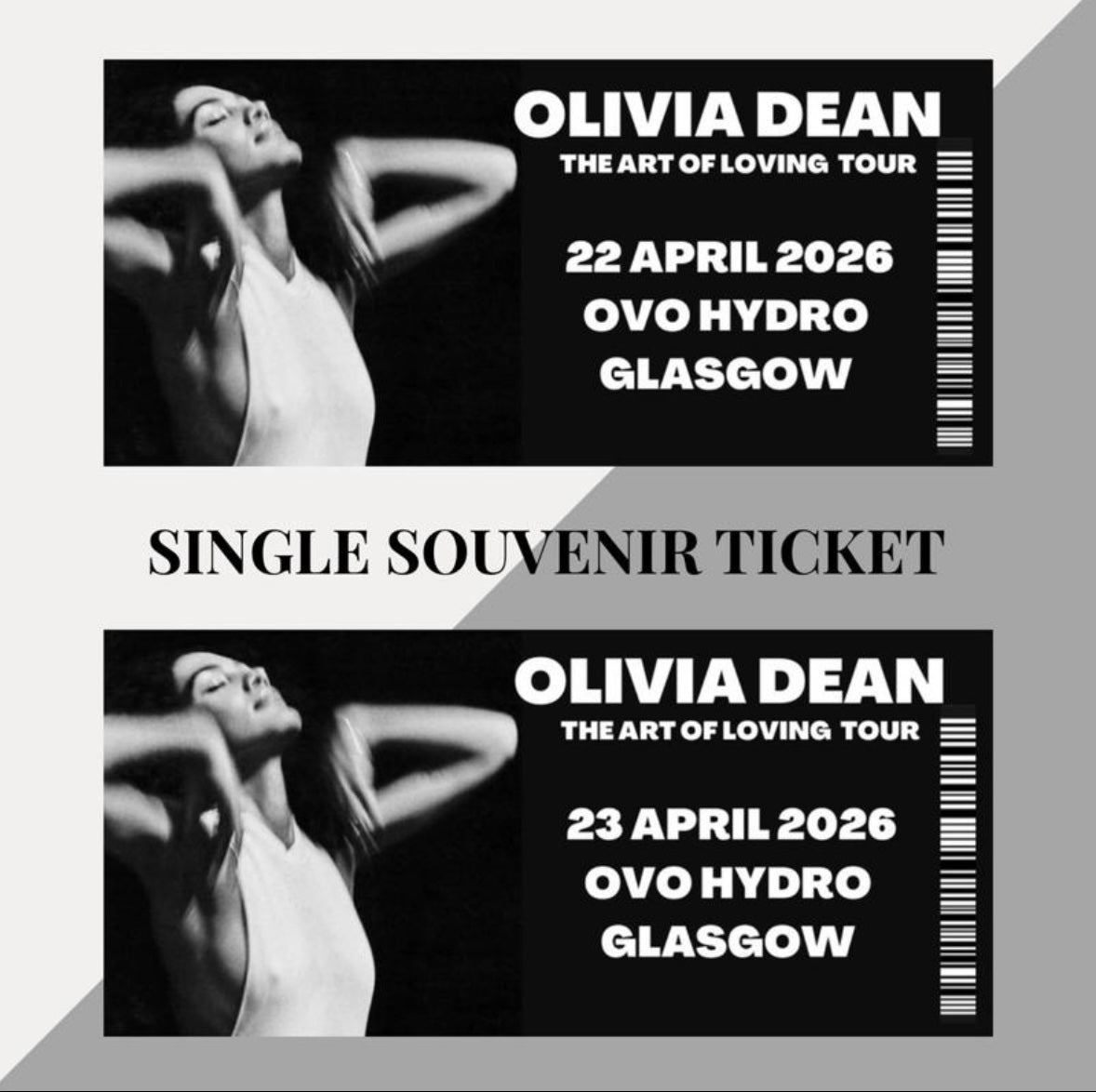 Olivia Dean ‘The Art Of Loving Tour’ inspired souvenir tickets
