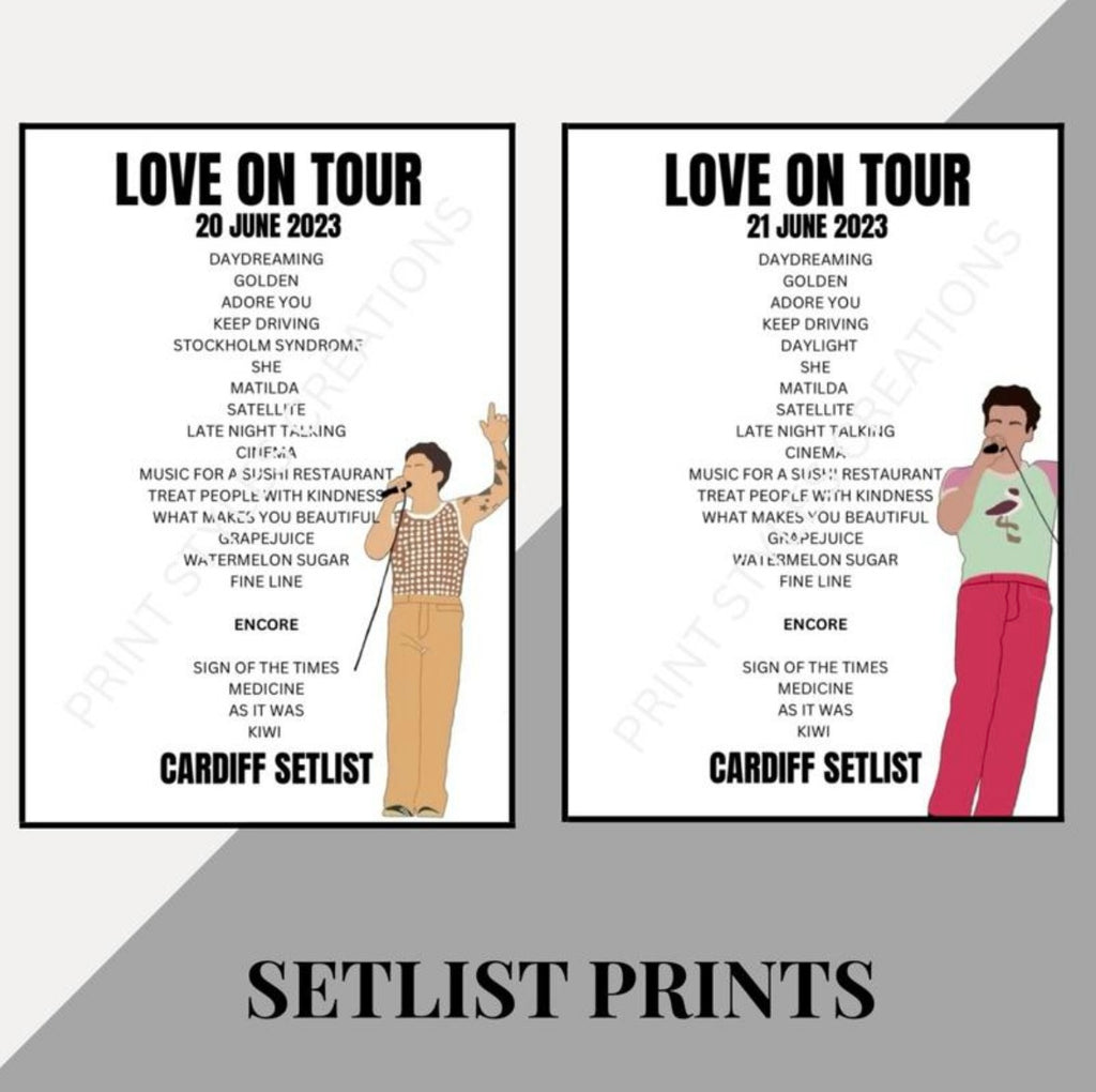 Harry Styles ‘Love On Tour’ inspired setlist prints