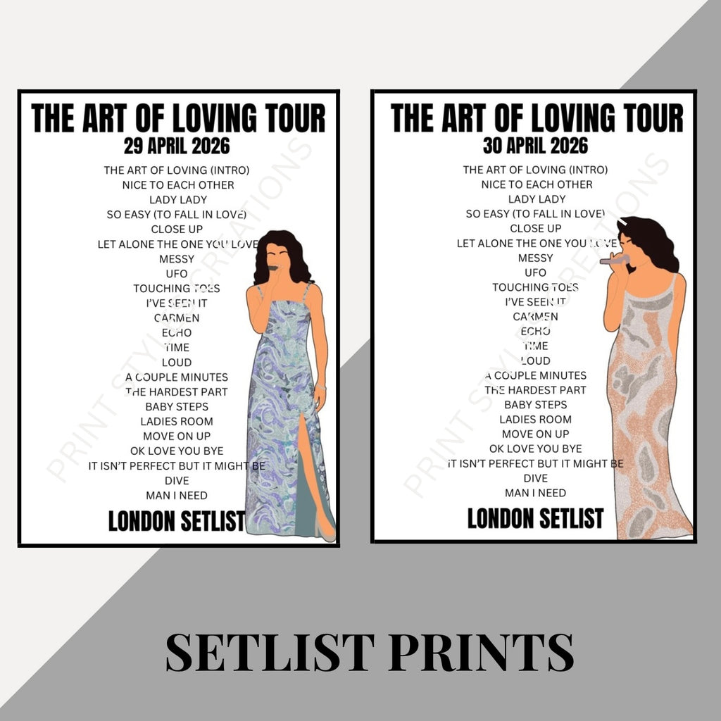Olivia Dean ‘The Art of Loving Tour’ inspired setlist prints