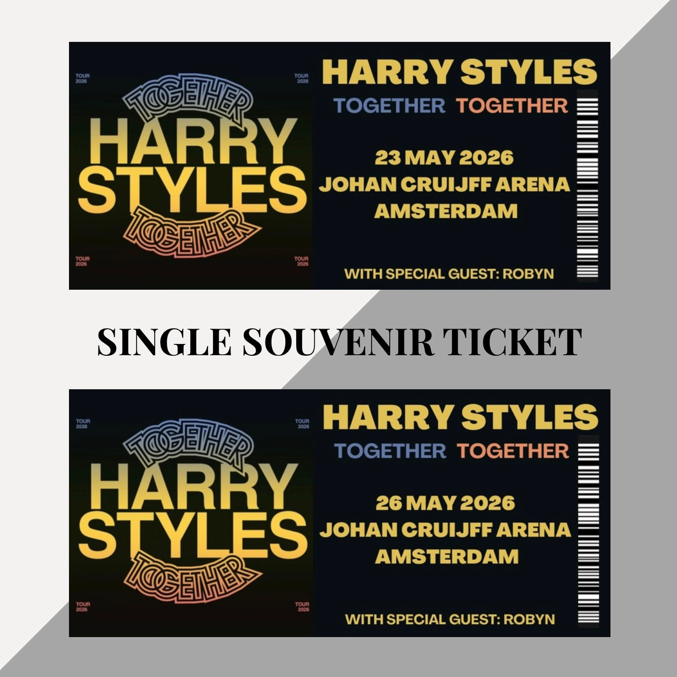 Harry Styles ‘Together Together Tour’ Amsterdam inspired souvenir tickets