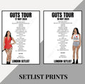 Olivia Rodrigo ‘Guts Tour’ inspired setlist prints
