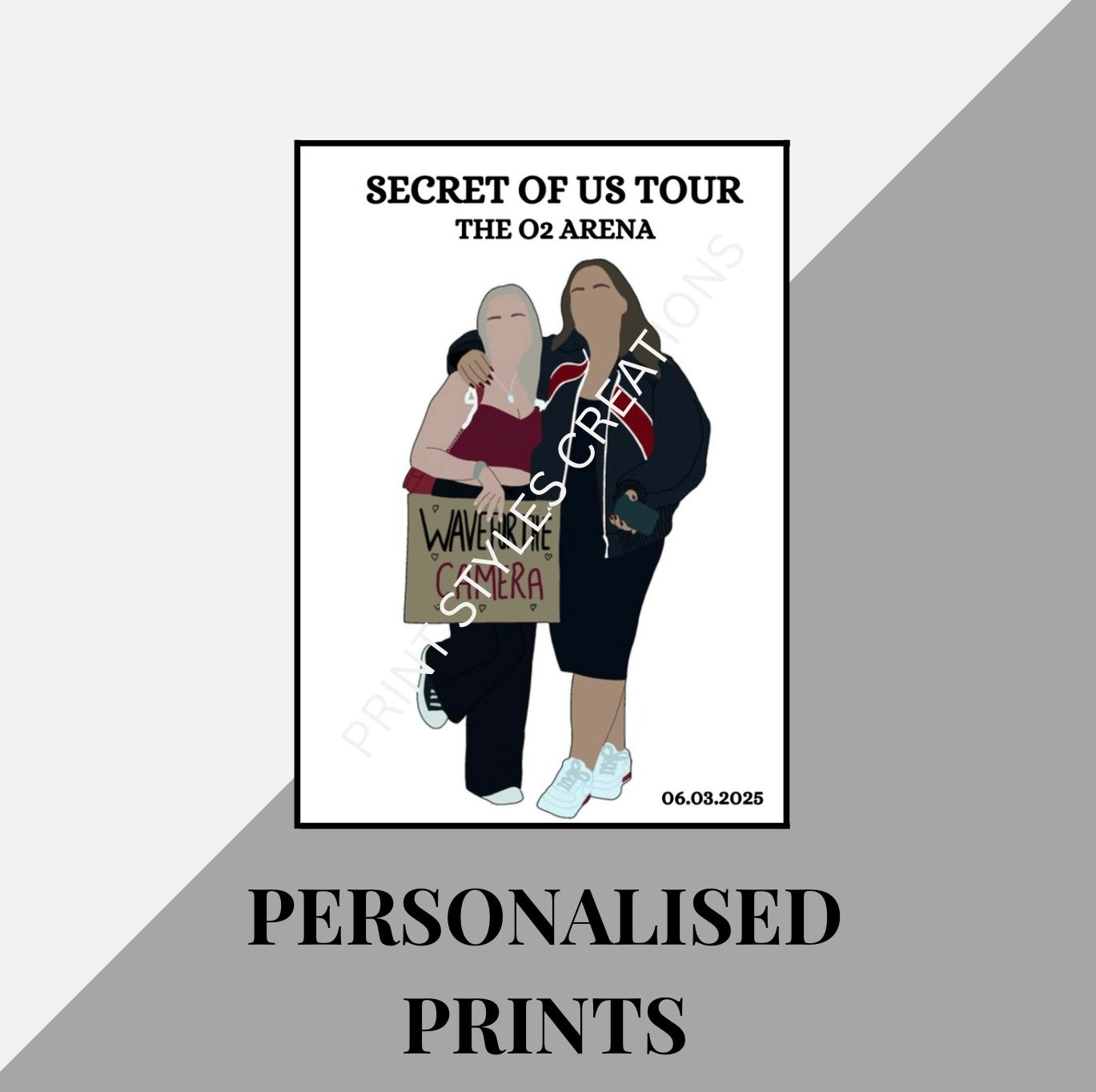 Gracie Abrams The Secret Of Us personalised tour prints