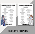 Beyoncé ‘Cowboy Carter Tour’ inspired setlist prints