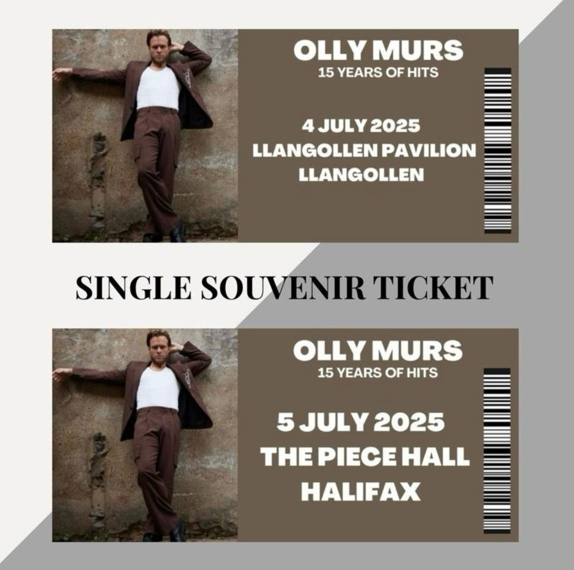 Olly Murs ‘15 Years of Hits Tour’ inspired souvenir tickets