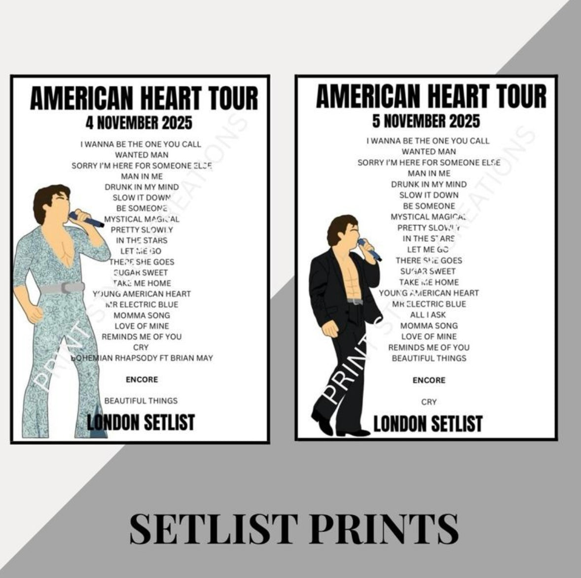 Benson Boone ‘American Heart’ Tour inspired setlist prints