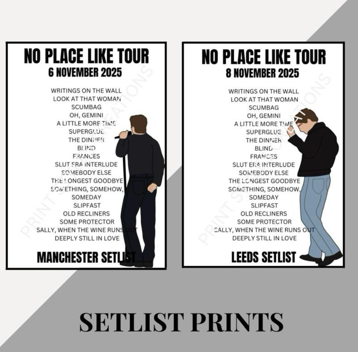 Role Model ‘No Place Like Tour’ inspired setlist prints