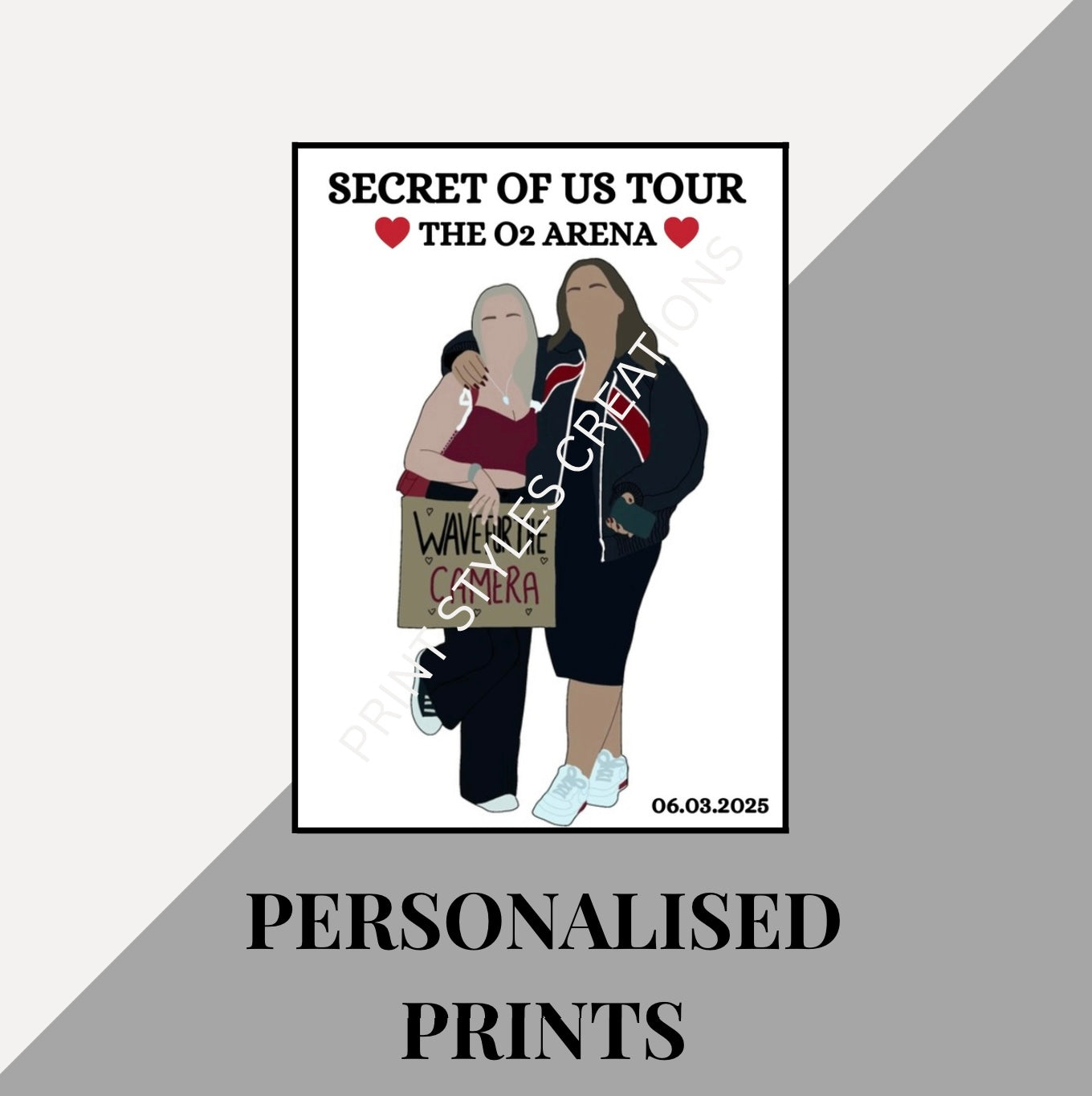 Gracie Abrams The Secret Of Us personalised tour prints