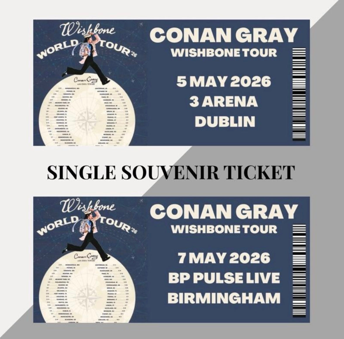Conan Gray ‘Wishbone Tour’ inspired souvenir tickets