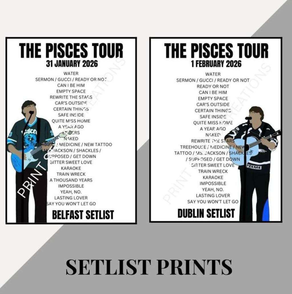 James Arthur ‘The Pisces Tour’ inspired setlist prints