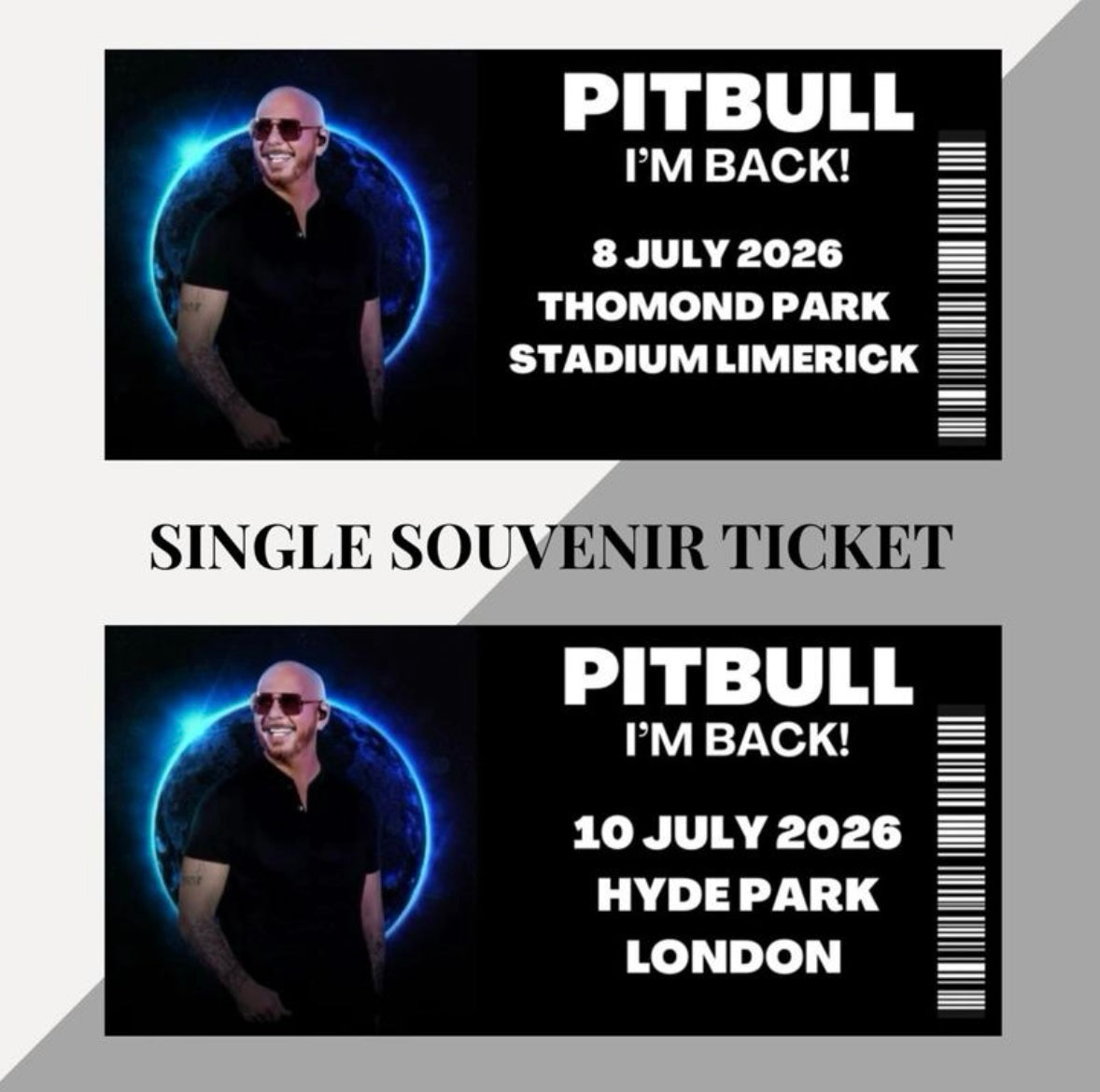 Pitbull ‘I’m Back!’ Inspired souvenir tickets