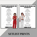 Benson Boone ‘Fireworks and Rollerblades’ Tour inspired setlist prints