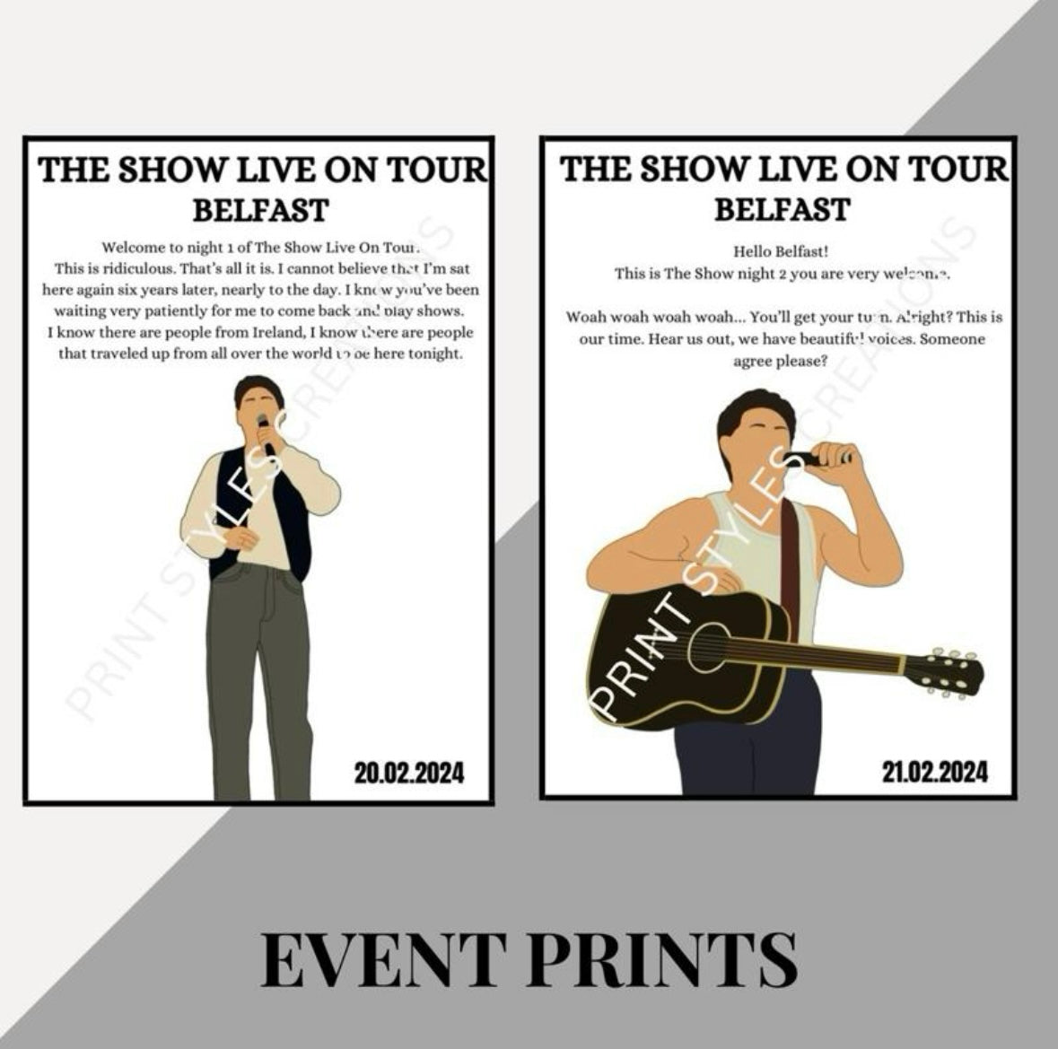 Niall Horan ‘The Show Live On Tour’ speech inspired prints