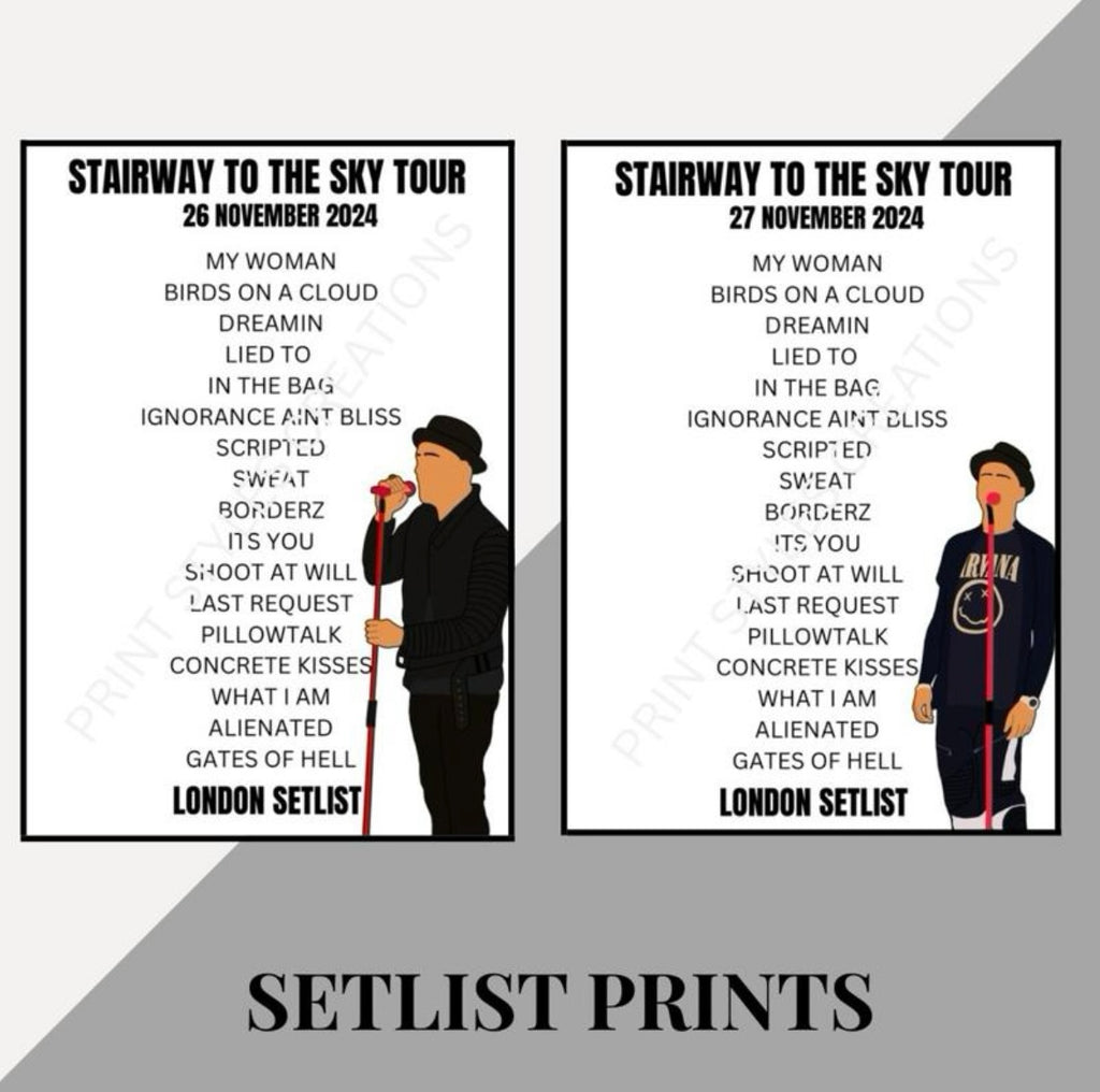 Zayn ‘Stairway to the Sky’ Tour inspired setlist prints